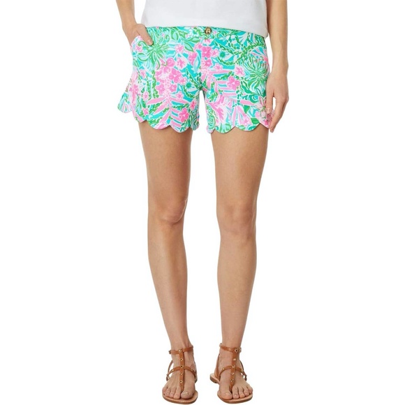 Lilly Pulitzer Buttercup Short Amalfi Blue Leaf It Wild - Size 4 - NWT - Picture 5 of 9